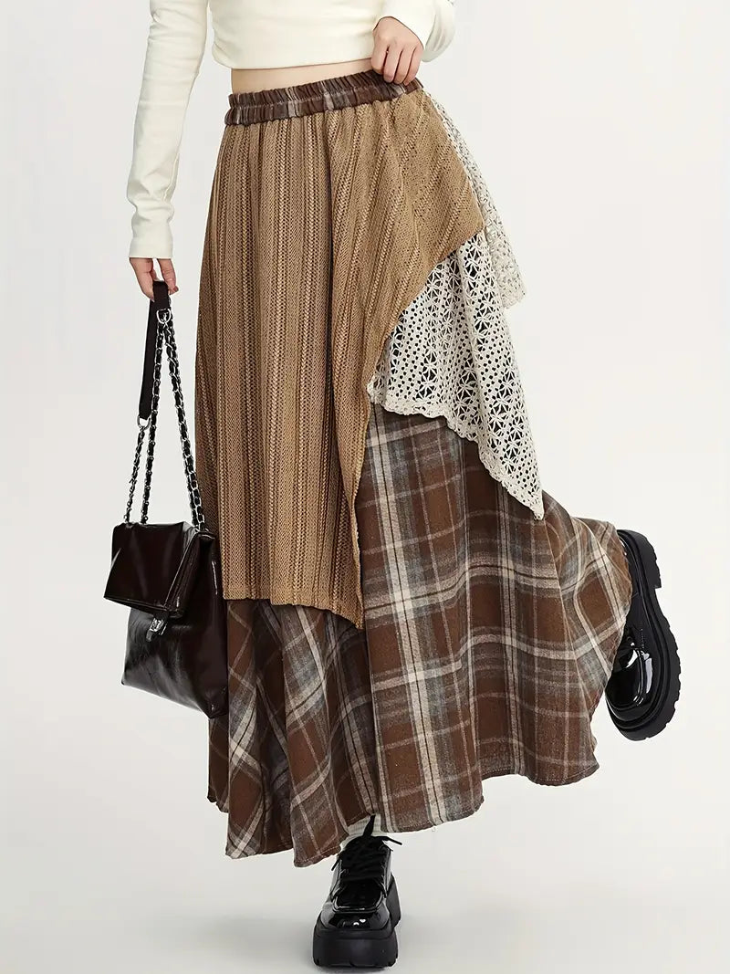 Martina® | Long Boho-Style Plaid Skirt