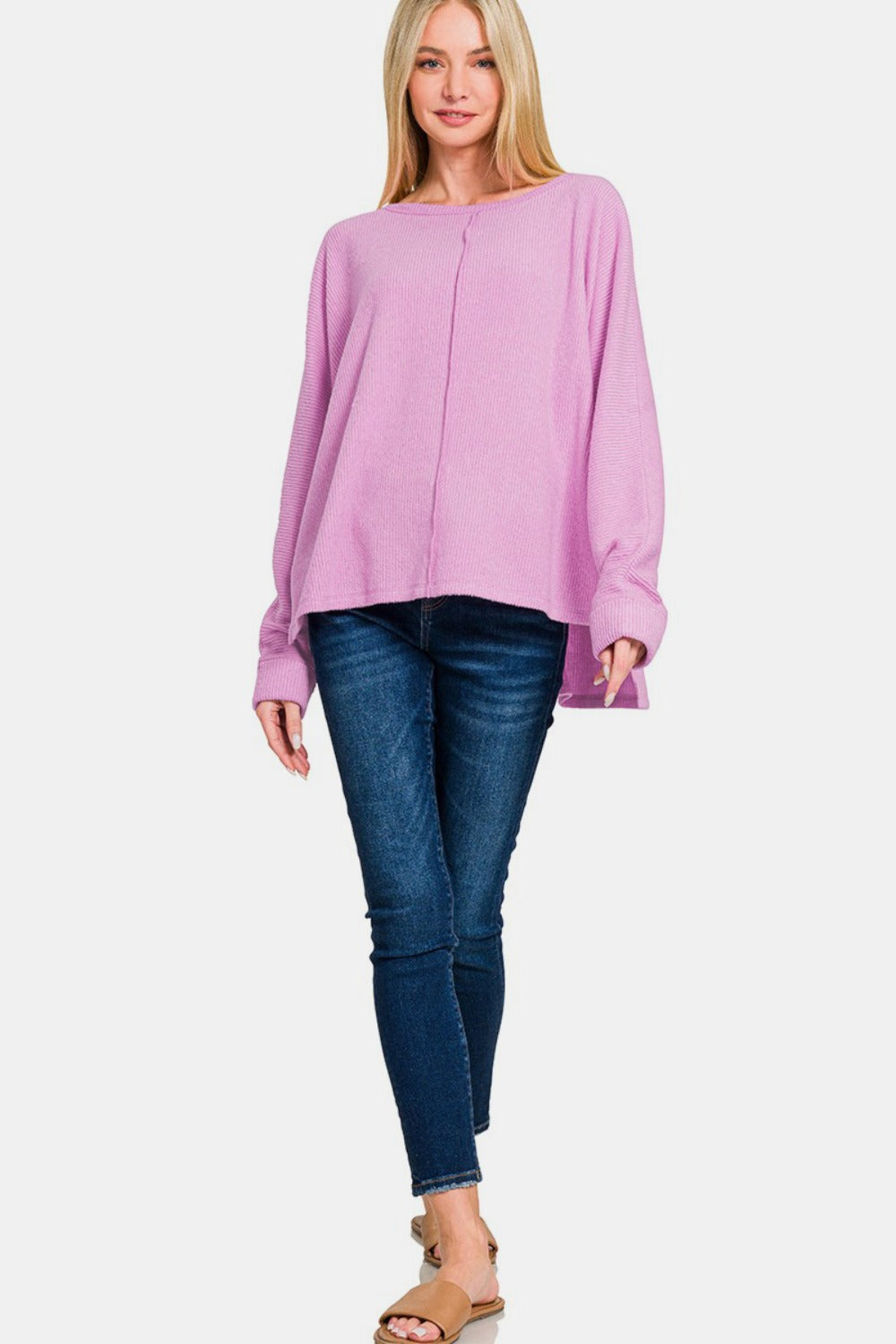Yadira | Zenana high-low t-shirt with side slit and crew neck