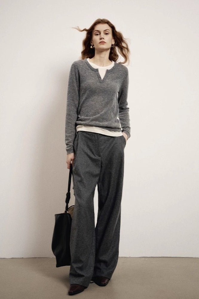 Wool Blend Layered Look Long Sleeve Tee
