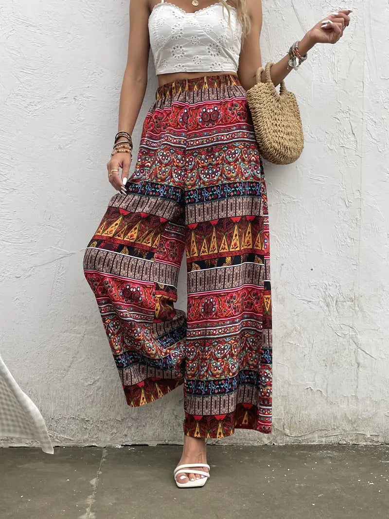 Laura® | Wide Leg Trousers With Tribal Print