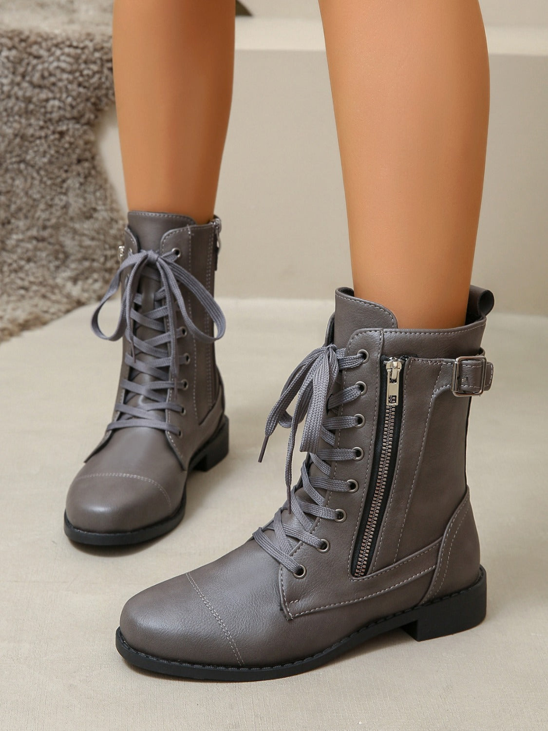 Catalina | PU leather lace-up boots
