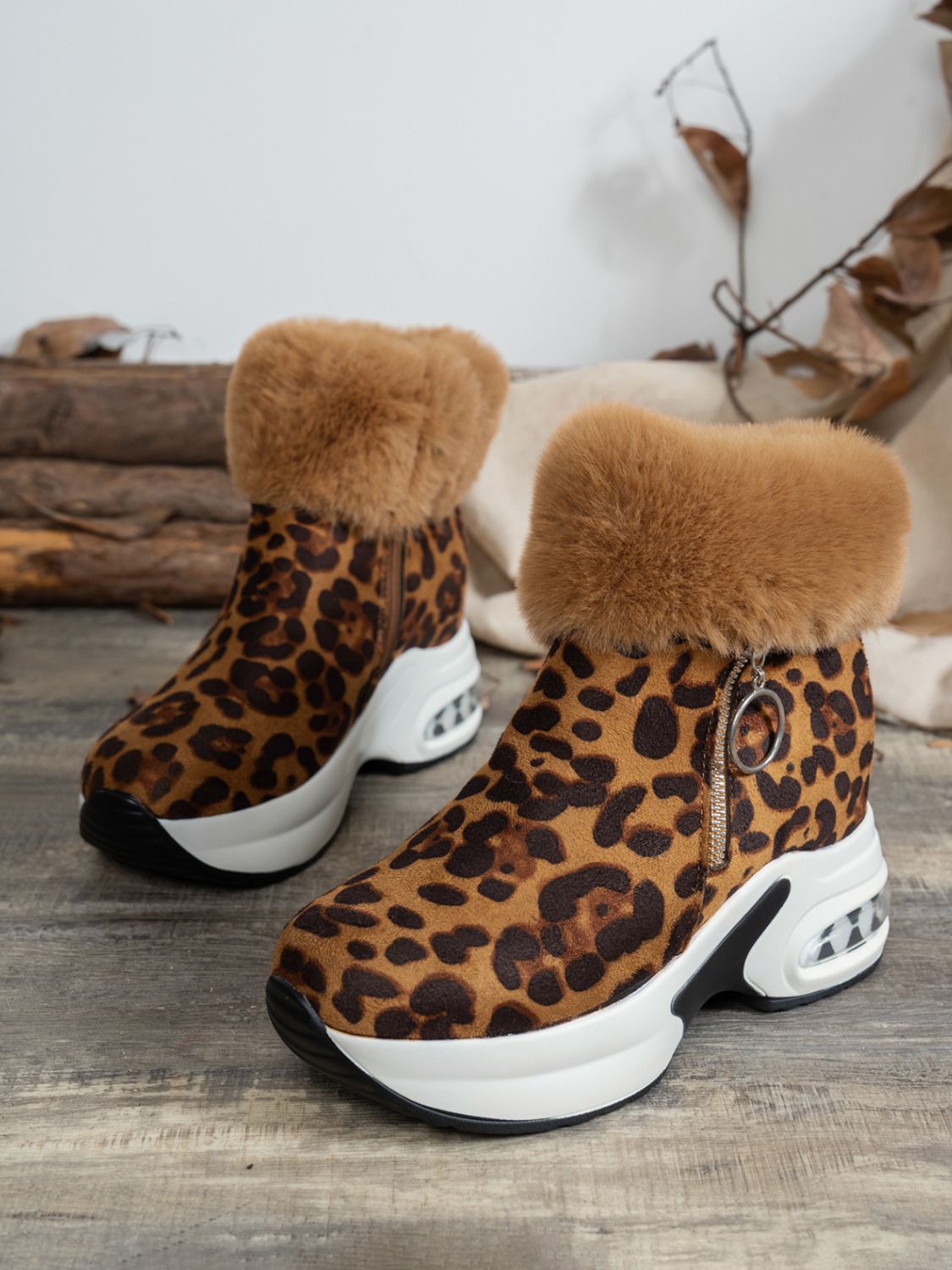 Zara | Leopard platform boots with side zip