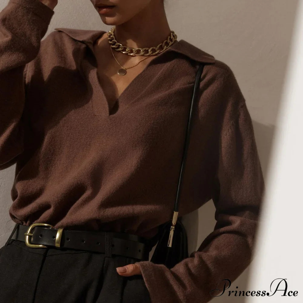 Fabulous Solid Color V Neck Classic Long Sleeve Sweater