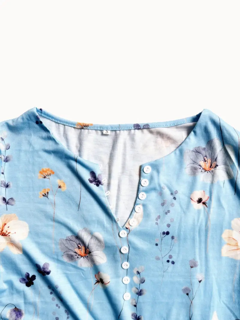 Morgan® | Floral Print Top With Buttons And Flared Sleeves