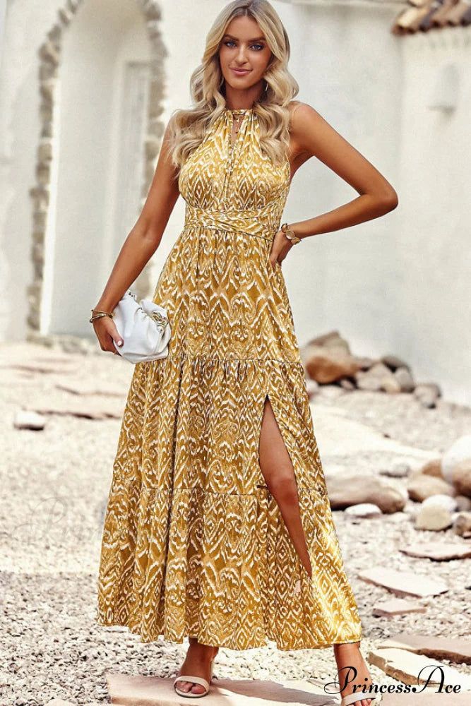 Fashion Floral Print Strapless Modern Tie Waist Casual Dress