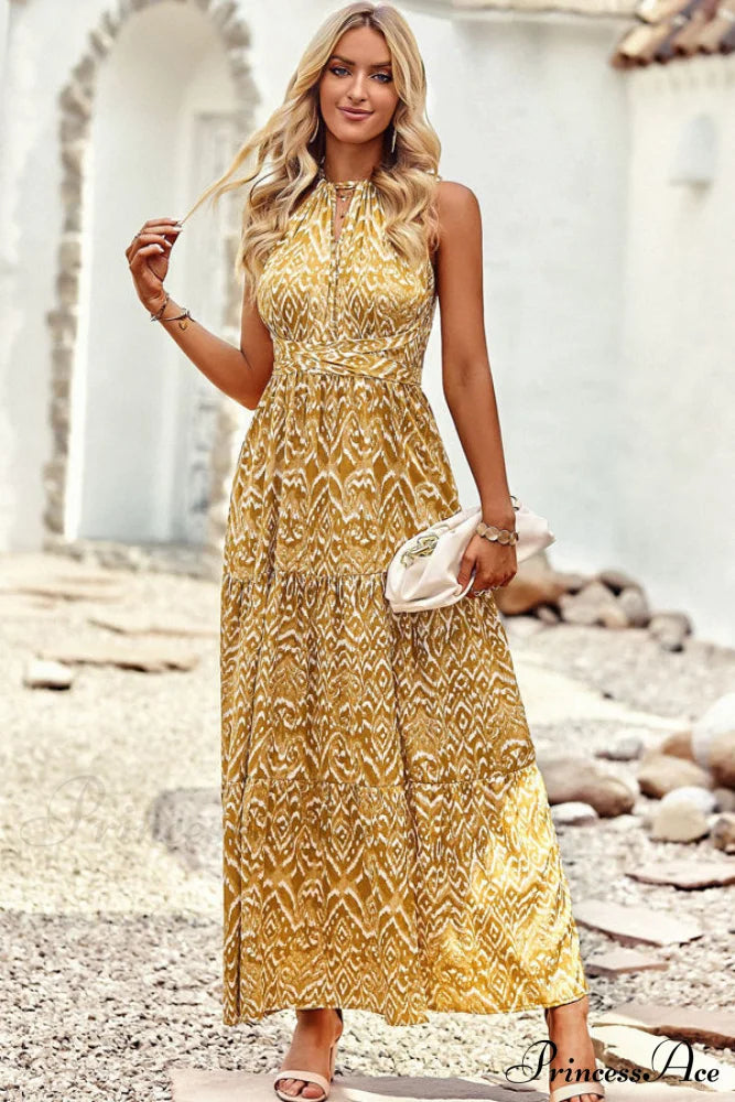 Fashion Floral Print Strapless Modern Tie Waist Casual Dress
