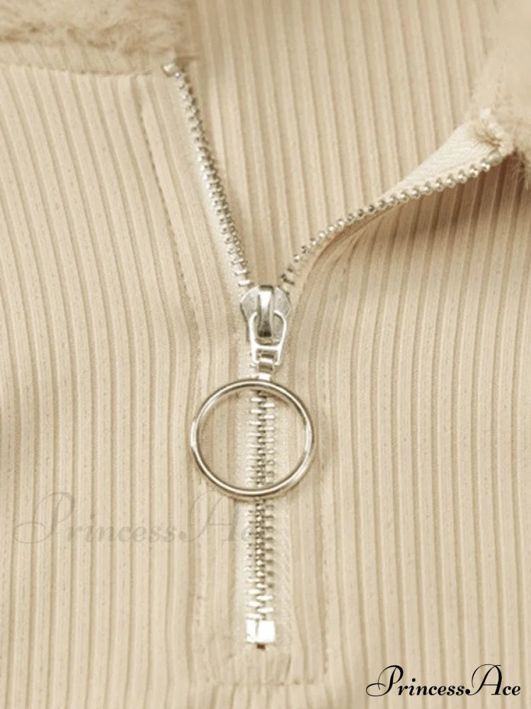 Faux Fur Trim Trendy Long Sleeve Mini Dress