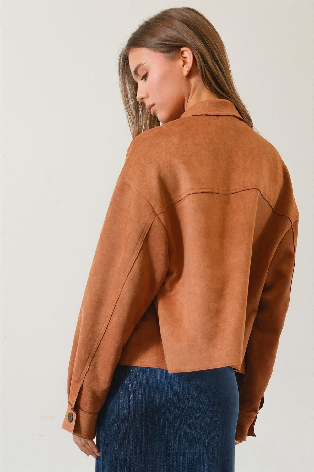 Nathalie | Short suede jacket with button placket