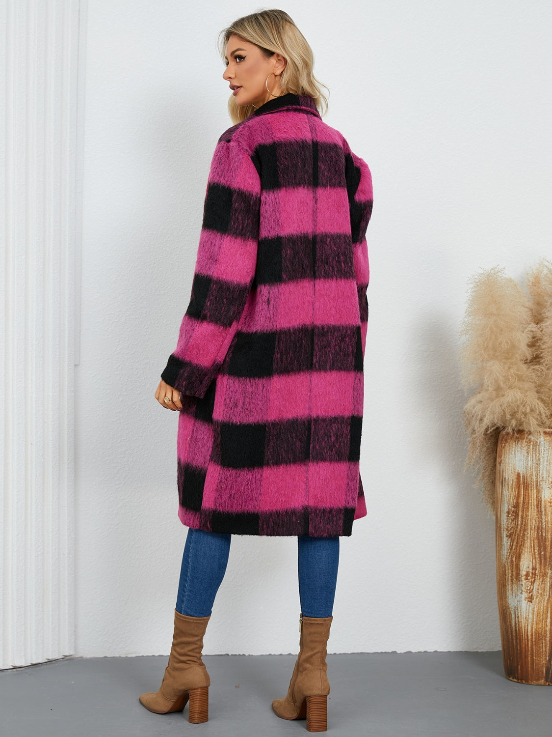 Ramona | Checked double-breasted coat with long sleeves