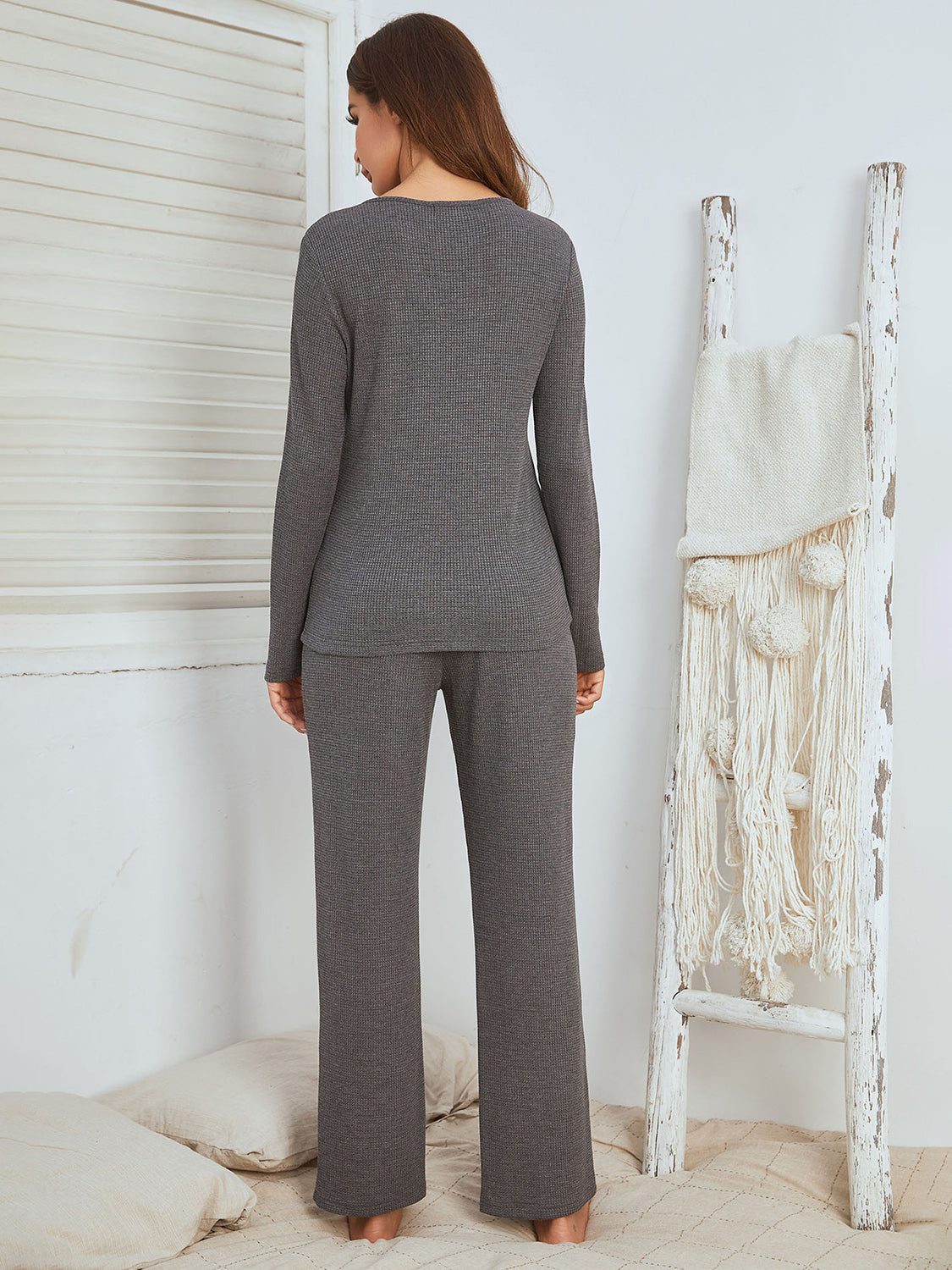 Samantha | Notched long sleeve shirt and trousers set