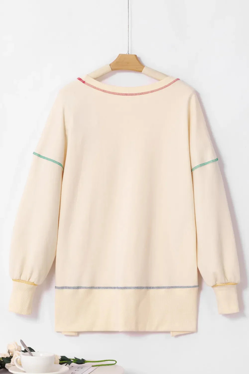 Hilda | Pumpkin crew neck long sleeve sweatshirt with sequins and contrast stitching