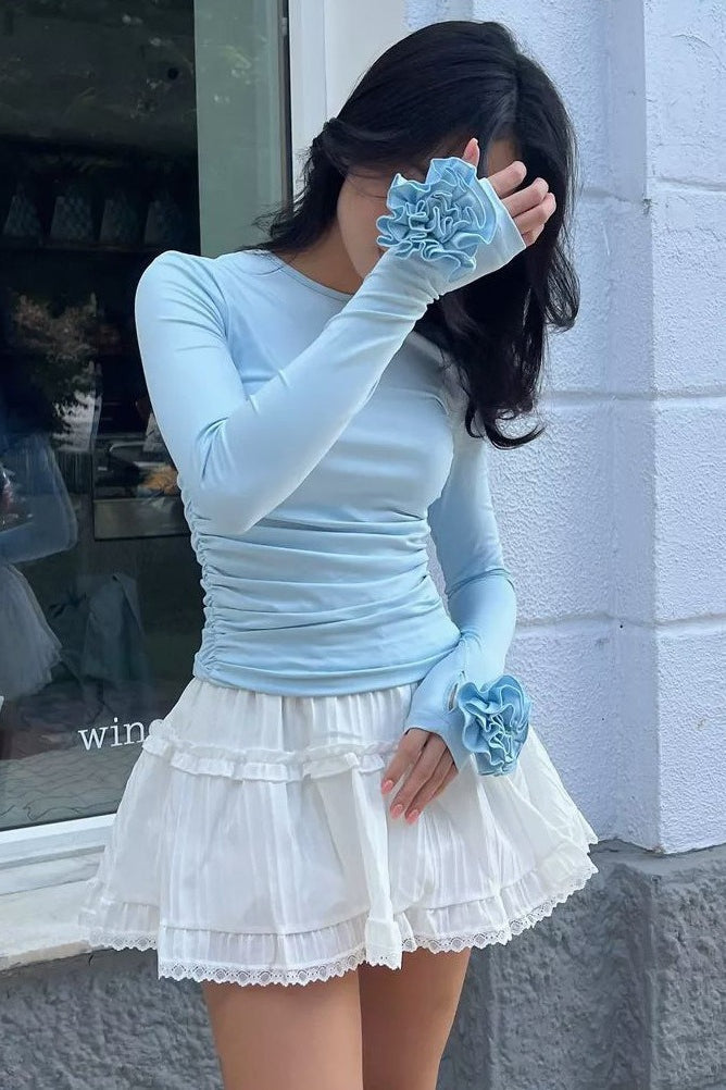 3D Floral Slim-Fit Long Sleeve Tee