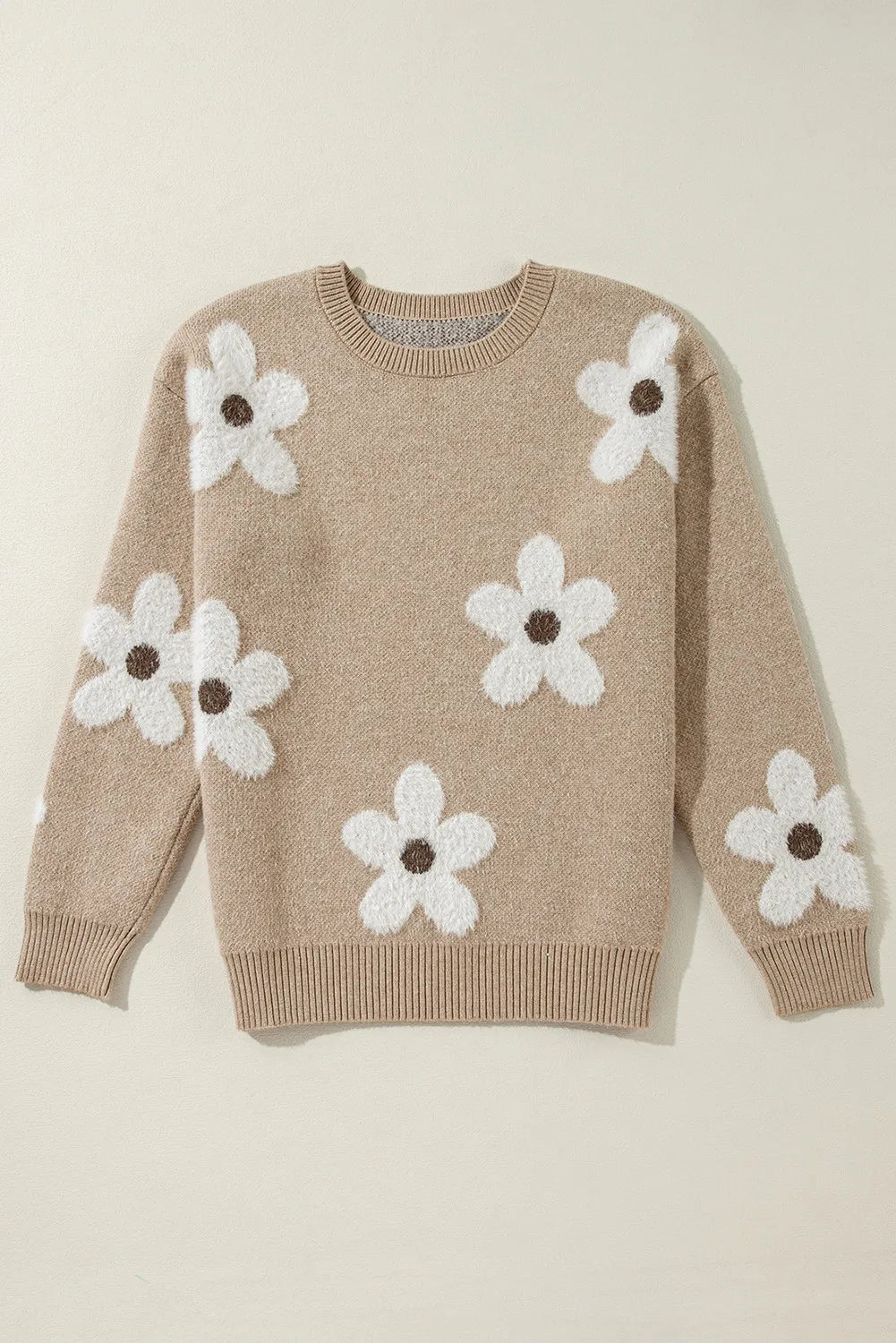 Juana | Long-sleeved sweater with a floral crew neck