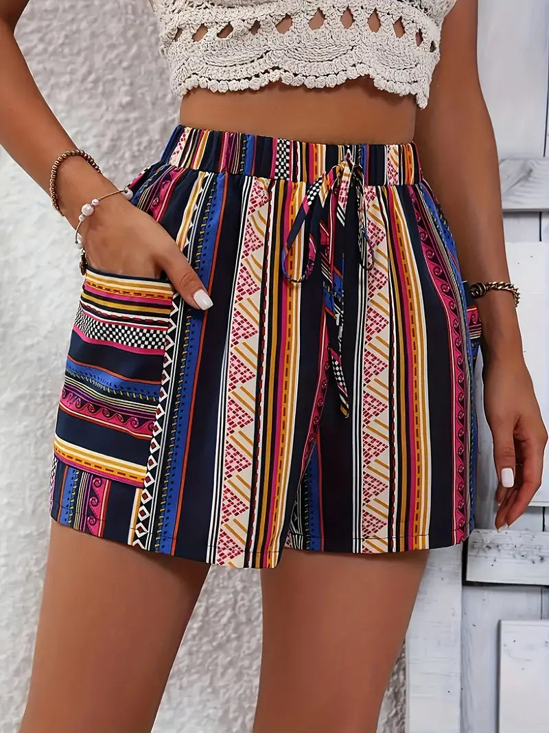Lucia® | Striped Print Shorts