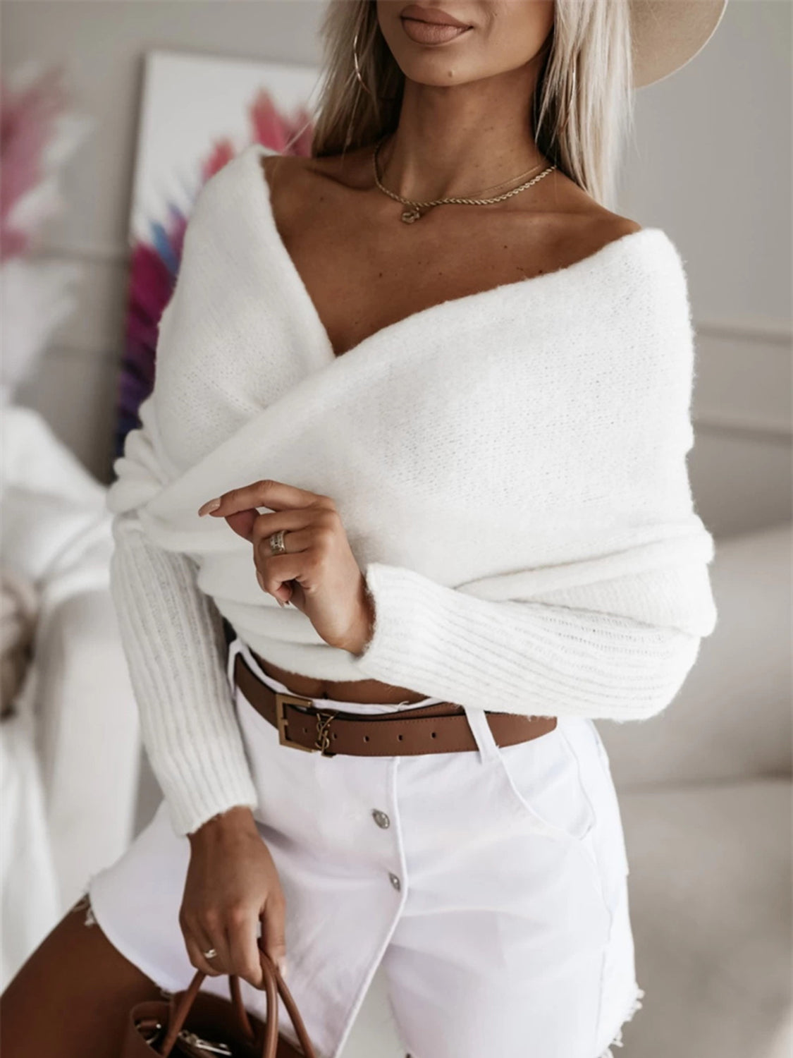 Andrea | Long sleeve cropped knit top