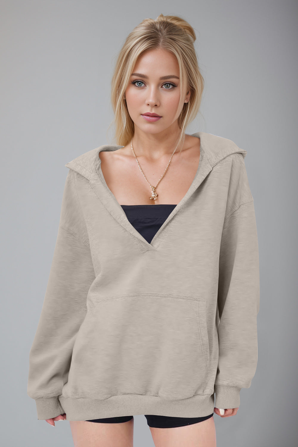 Bernadette | Basic Bae Air Scuba long sleeve hoodie with kangaroo pocket