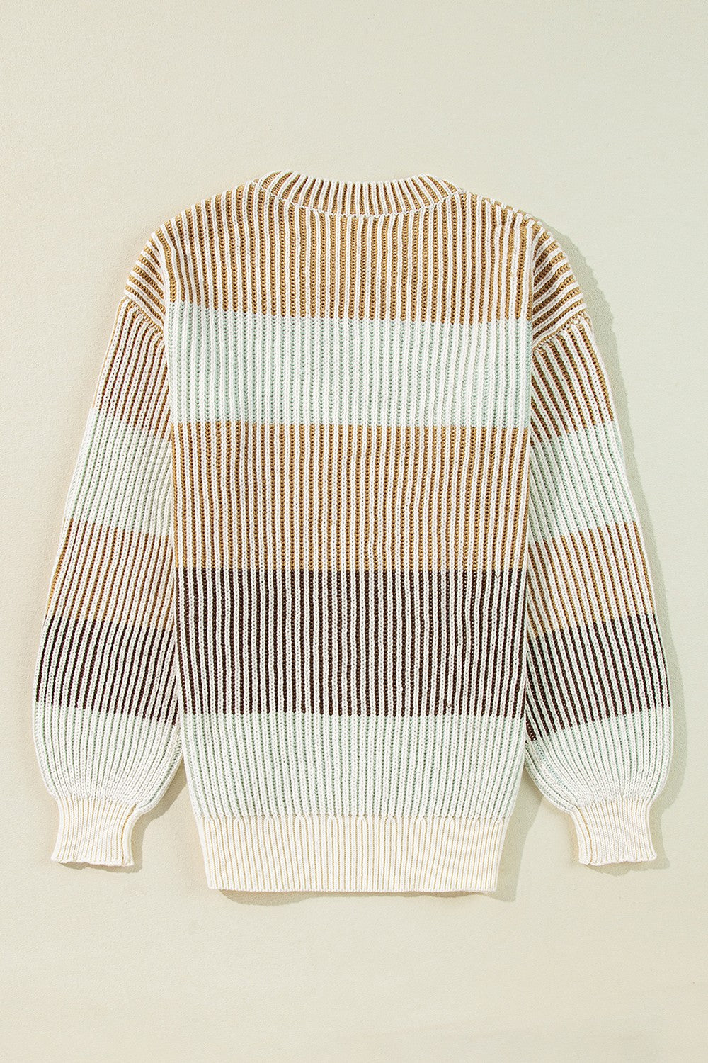 Anke | Striped long sleeve crew neck sweater with color block design