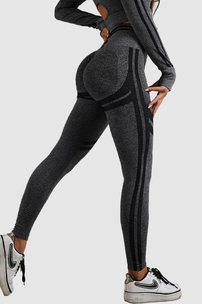 Seamless Striped High-Waist Sculpting Workout Leggings