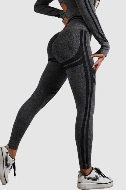 Seamless Striped High-Waist Sculpting Workout Leggings