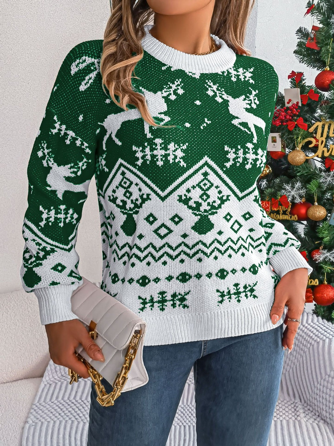 Dalia | Christmas Element crew neck long sleeve sweater