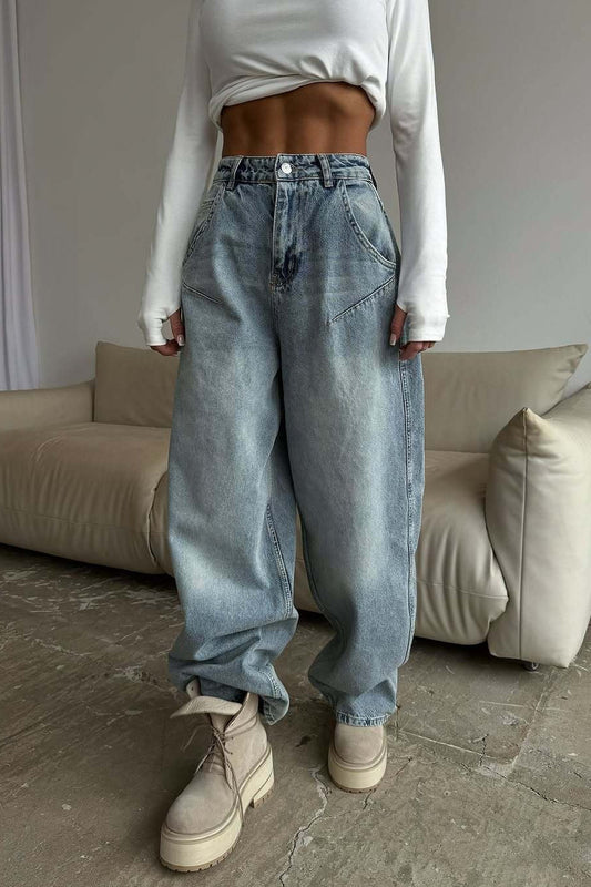 Vintage Low Rise Washed Jeans