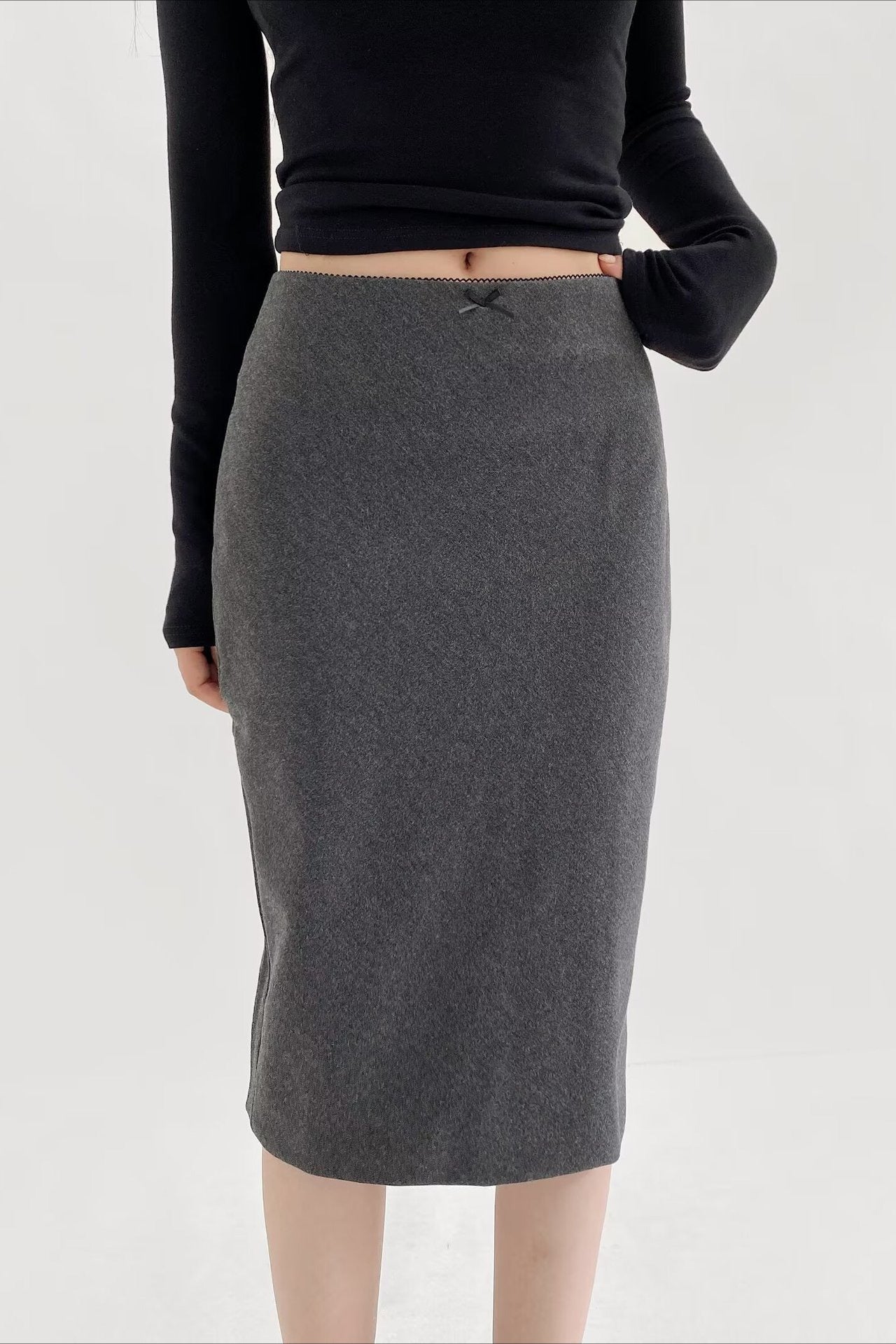 Lace Trimmed Plaid Bodycon Skirt