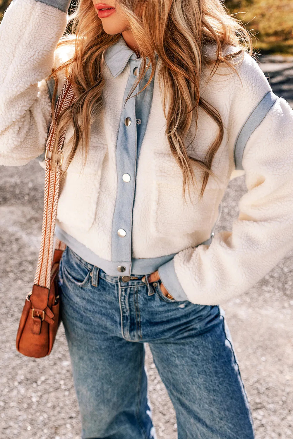 Ilse | Long sleeve jacket with snap closure and splices