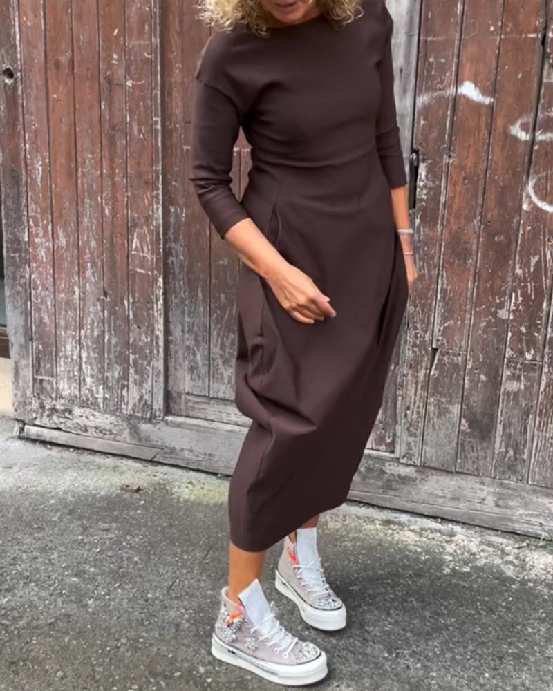 Alice | Elegant, simple Prosta dress with long sleeves and pockets
