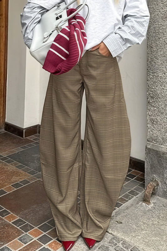 Plaid Elegant Loose Casual Pants