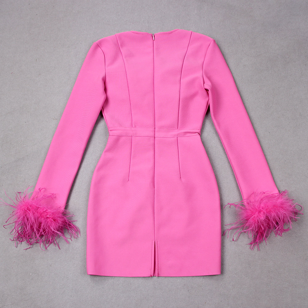 Violeta® | Women's Feather Bodycon Mini Dress