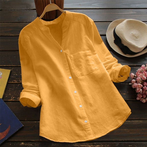 Pilar® | Stylish Linen Long Sleeve Blouse
