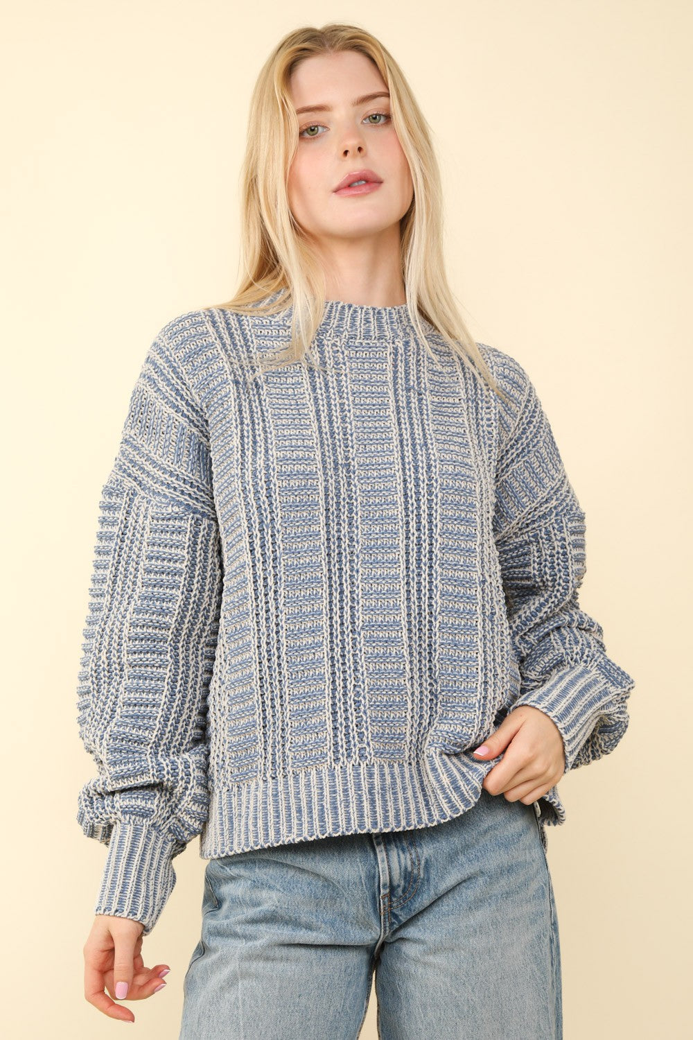 Emilia | VERY J Two-tone long sleeve sweater