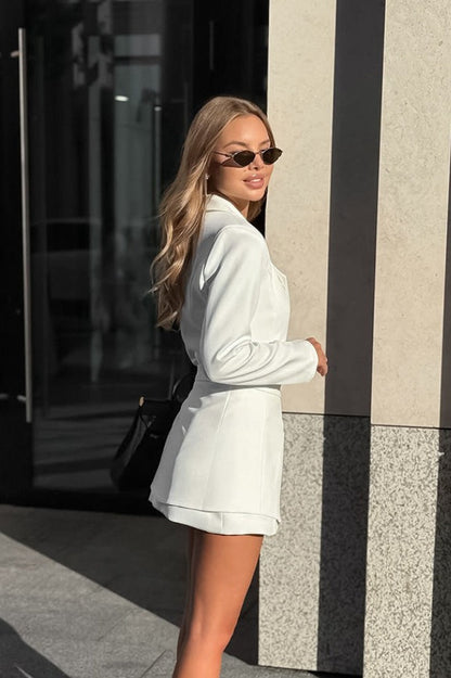 Elegant Fitted Waist Tie Bow Detail Blazer