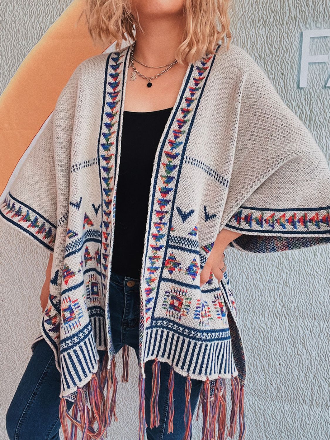 Dominique | Open front fringe cardigan