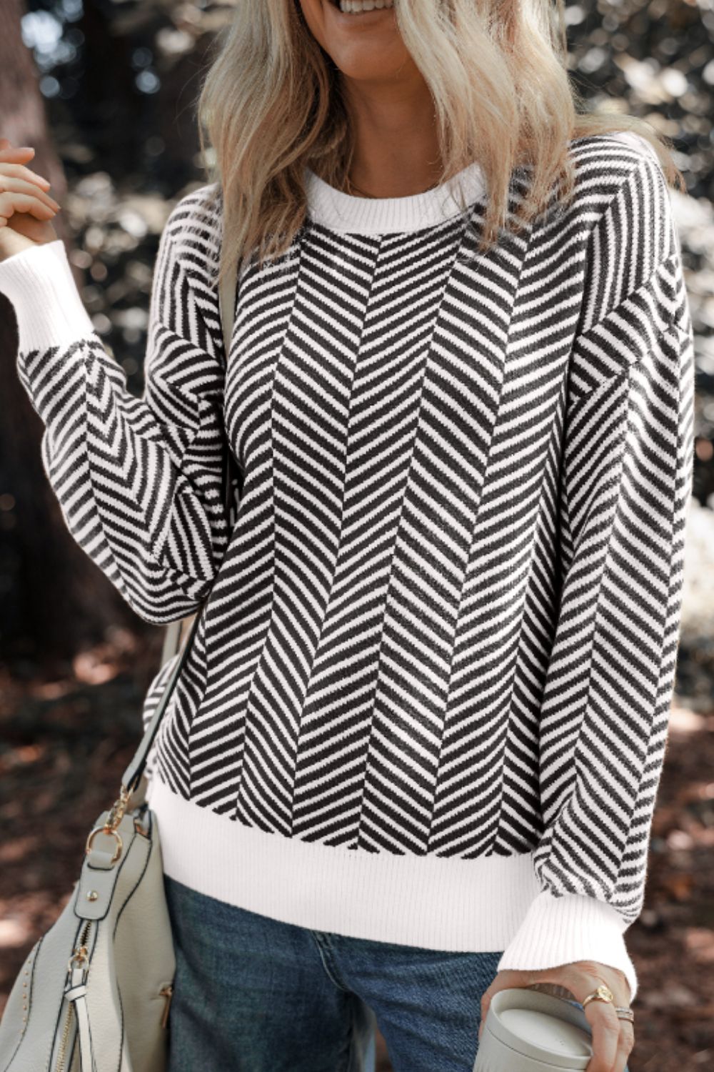 Silvia | Striped long-sleeved sweater with a crew neck