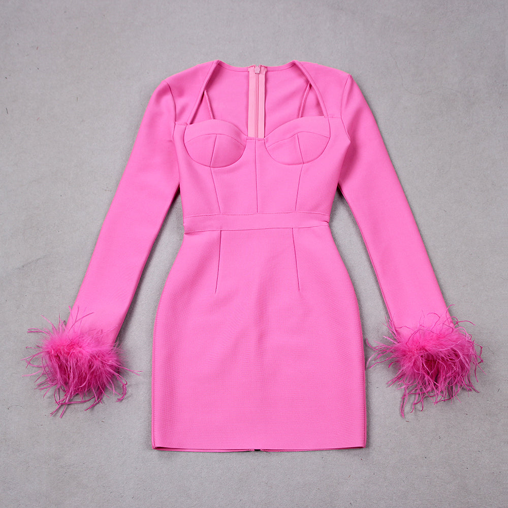 Violeta® | Women's Feather Bodycon Mini Dress