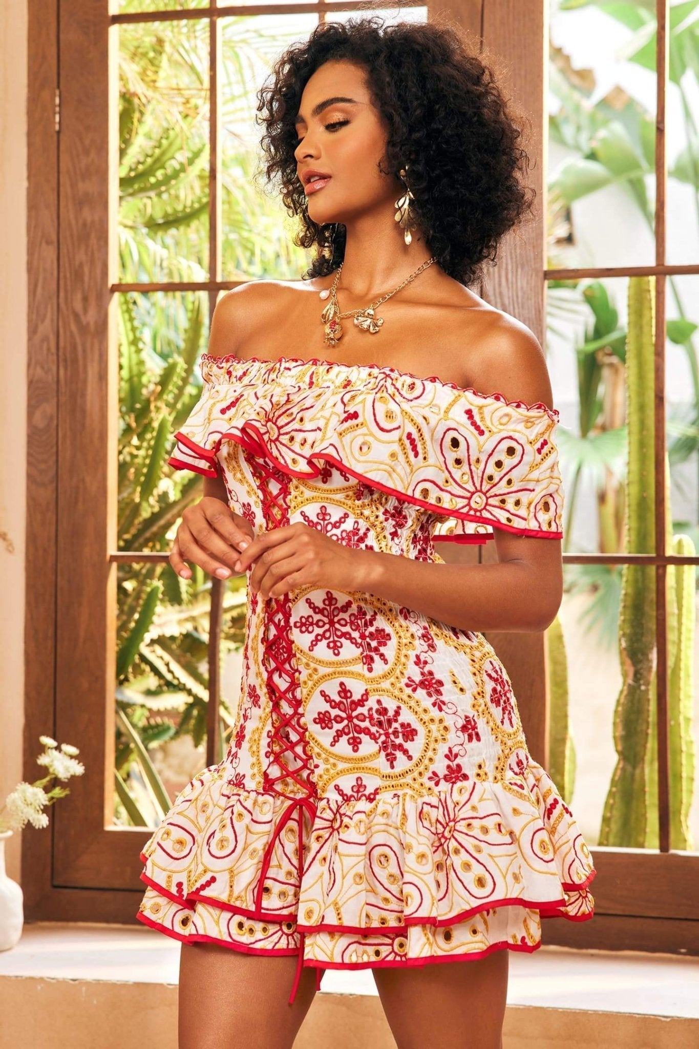 Jenni® | Off-The-Shoulder Mini Dress With Embroidery And Print