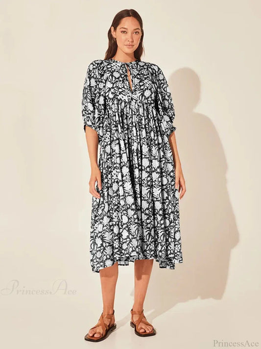 Fitshinling Boho Vintage Lantern Sleeve Dress