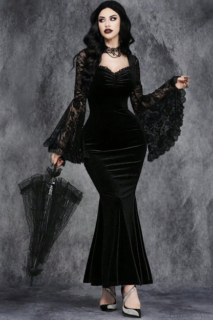 Flare Sleeve Lace Gothic Dress