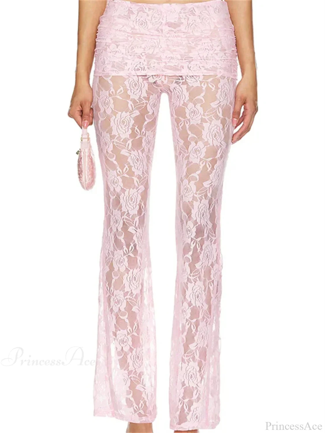 Flared Leg Lace See-Through Bootcut Fashion Pant