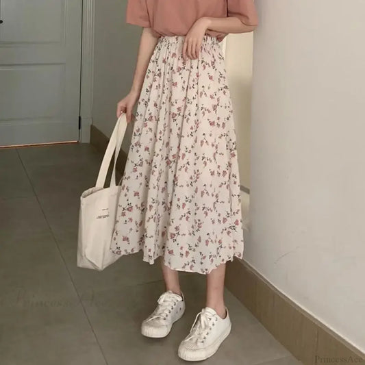 Floral A-Line Long Skirt Summer Sweet Style Women