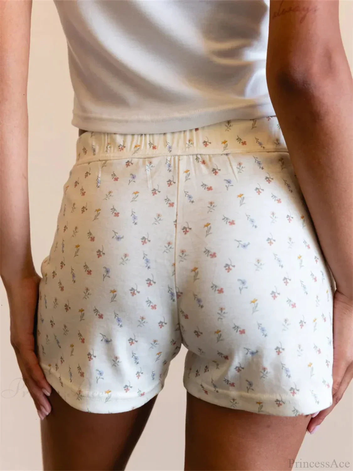 Floral High Elastic Waist Short