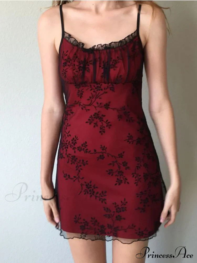 Elegant Lace Embroidered Spaghetti Mini Dress