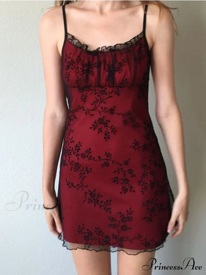 Elegant Lace Embroidered Spaghetti Mini Dress