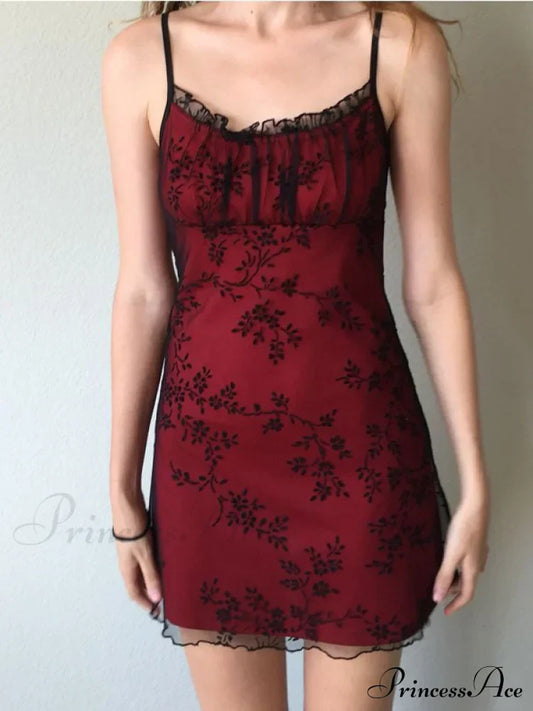 Elegant Lace Embroidered Spaghetti Mini Dress