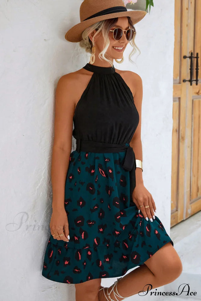 Floral Print Frill Trendy Sleeveless Casual Dress