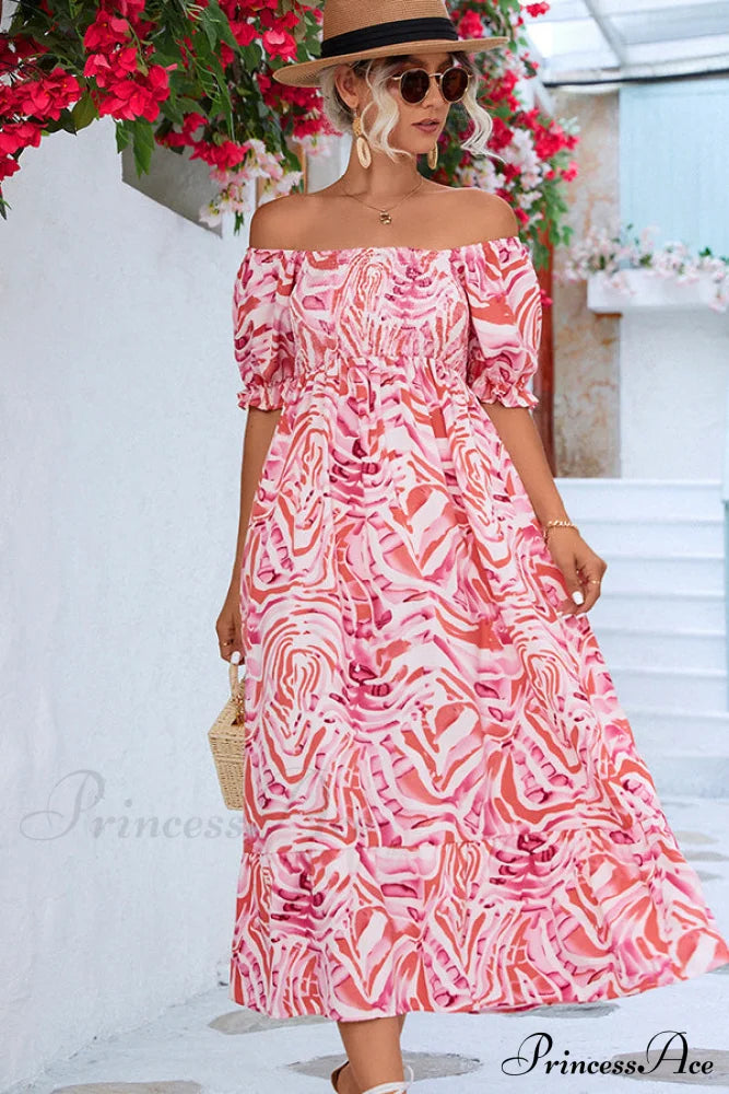 Floral Print Off Shoulder Modern Lace Up Mini Dress