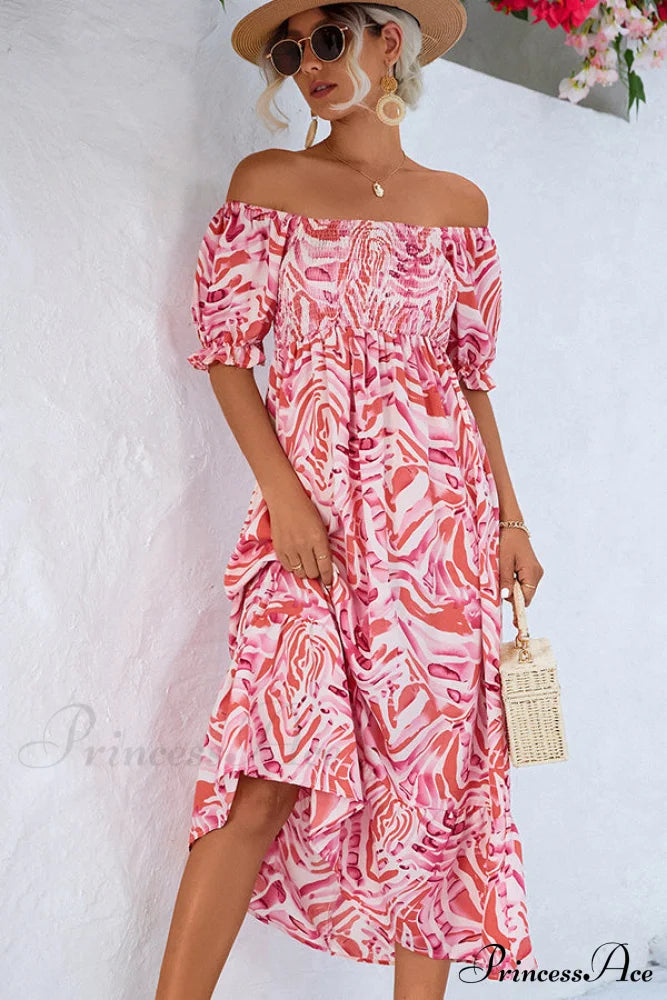 Floral Print Off Shoulder Modern Lace Up Mini Dress