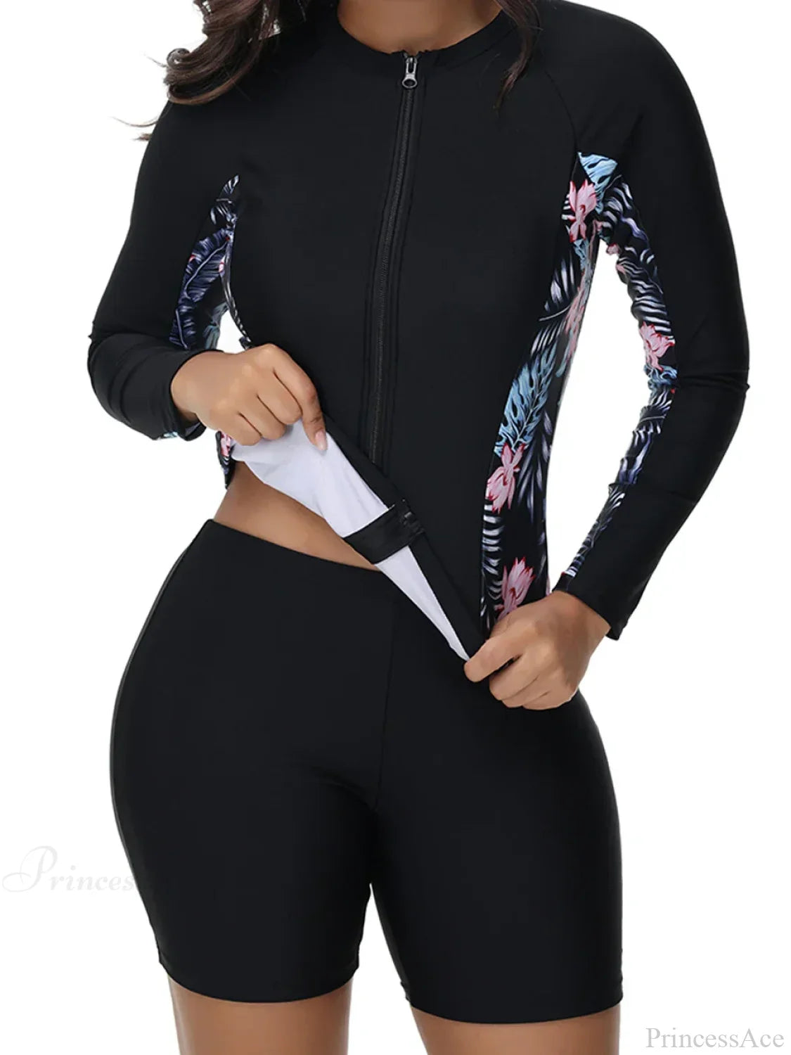 Floral Rashguard Surf Suit Two Piece Set