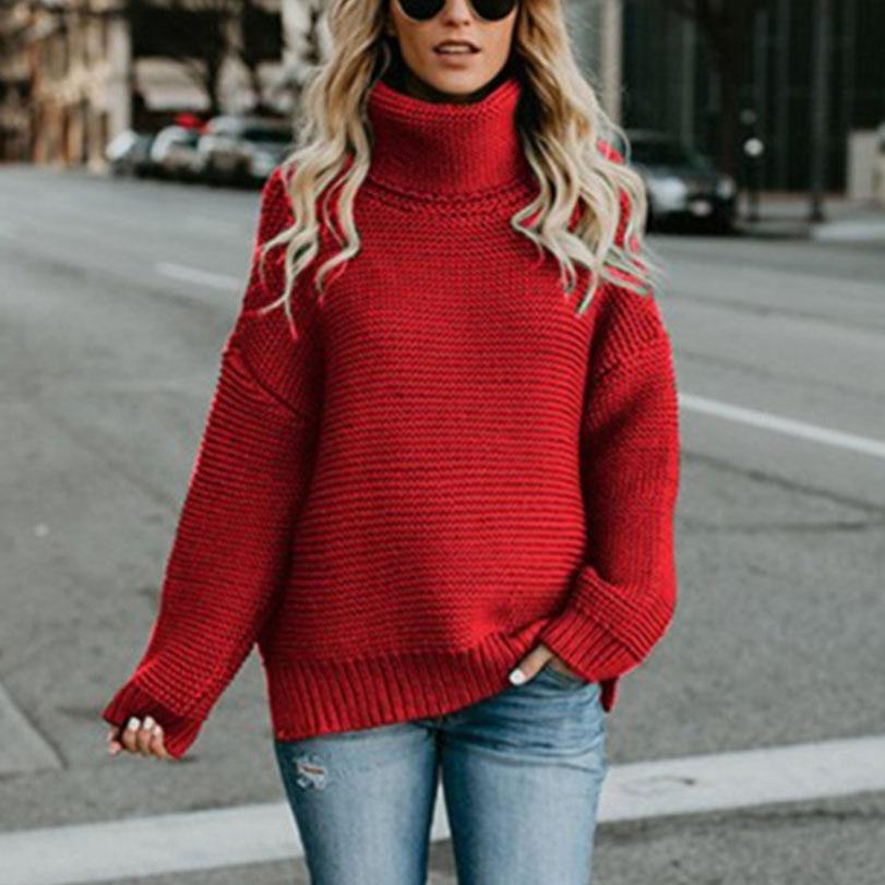 Fernanda | Winter sweater for women with turtleneck and twist